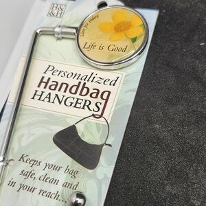 Life Is Good Bag Hanger with Bright Yellow Flower